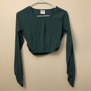 gymshark cutout long sleeve green workout top